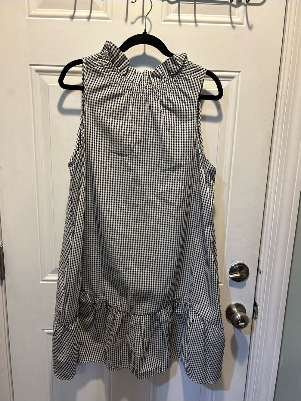 Tyler Boe Stella Black & White Gingham Ruffle Hem Dress